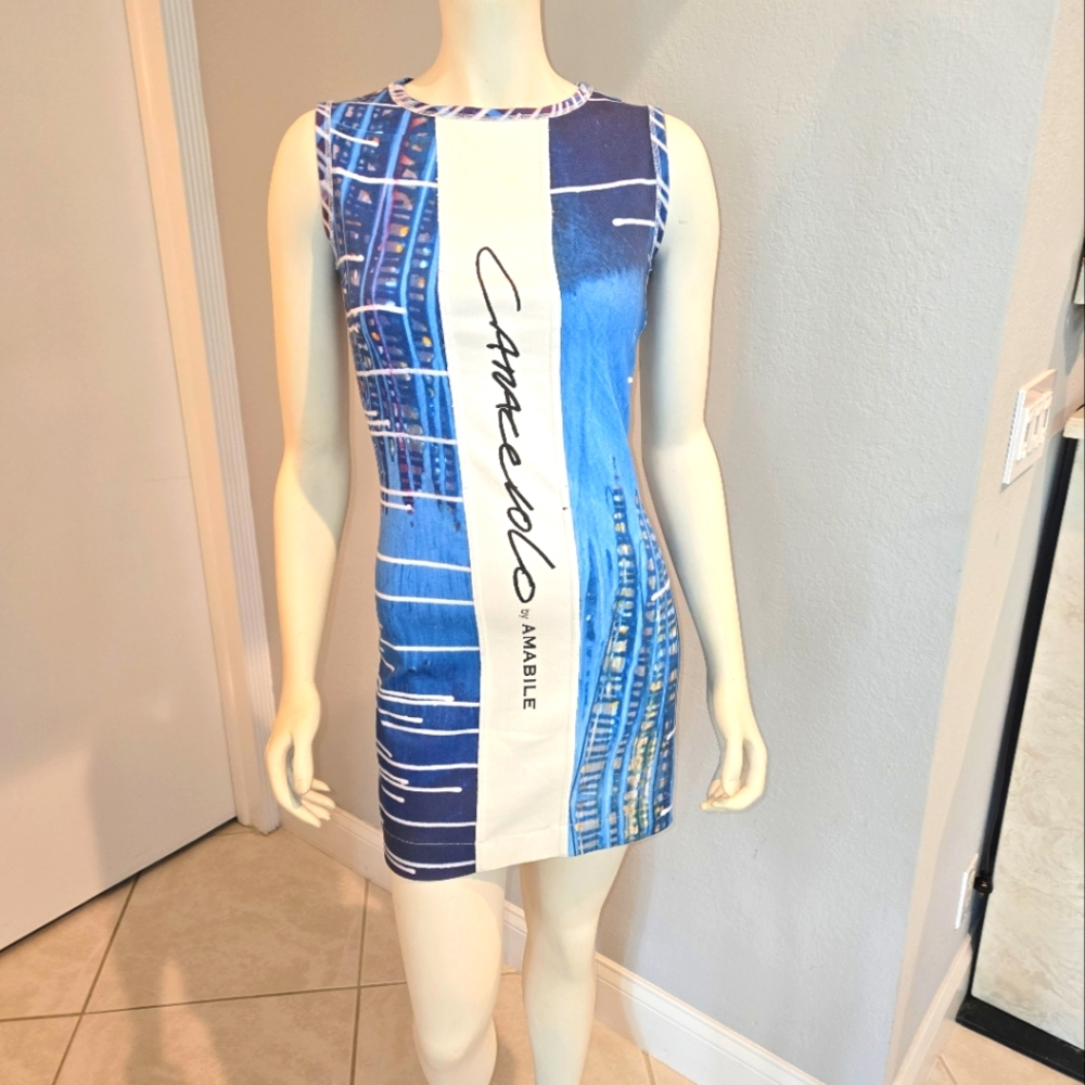 Rare Amabile Designer Artist Frank Caracciolo Modern Art Sleeveless Mini Dress